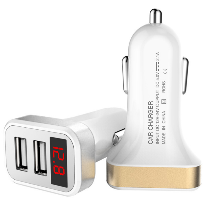 Car Charger Dual USB voltage display car charging electronic products Fast Charger 2.1A