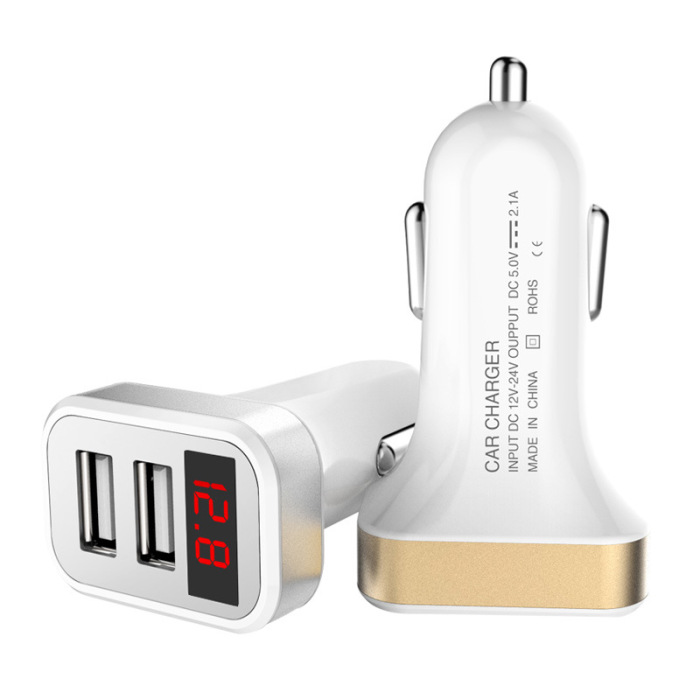 Car Charger Dual USB voltage display car charging electronic products Fast Charger 2.1A Car Charger Dual USB voltage display car charging electronic products Fast Charger 2.1A
