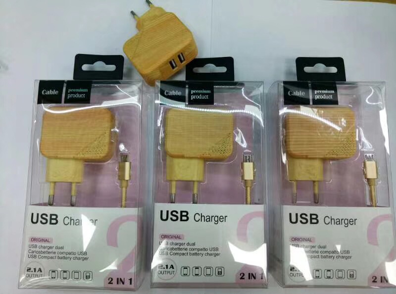 2.1A mobile phone charging head dual USB European standard charger private mold wood grain technology 2.1A mobile phone charging head dual USB European standard charger private mold wood grain technology