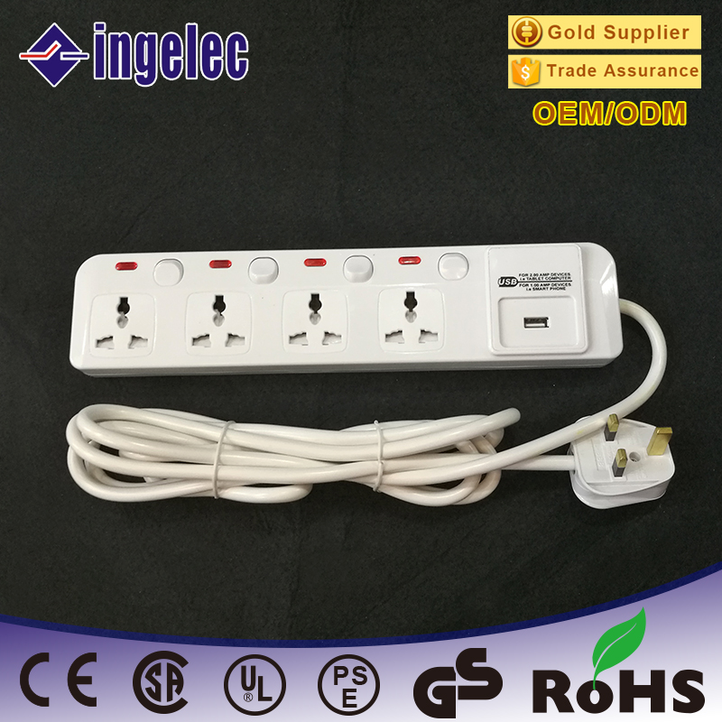 Foreign Trade Export British Standard Plug with USB Socket Security Power Strip Extension Cable Patch Board Patch Board