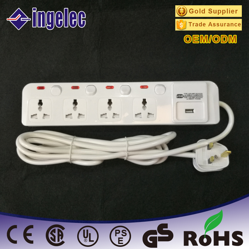 Foreign Trade Export British Standard Plug with USB Socket Security Power Strip Extension Cable Patch Board Patch Board