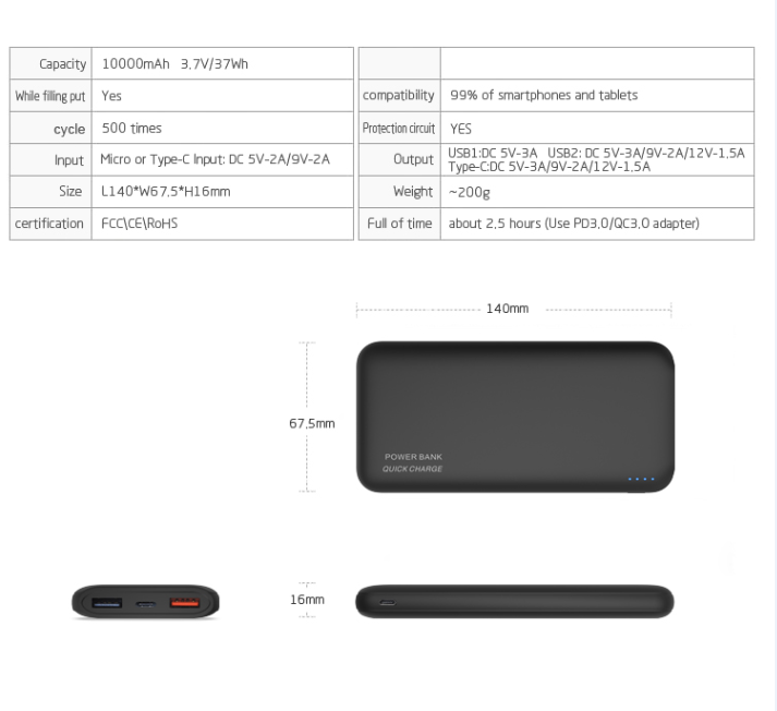 Aidu Polymer Power Bank Fast Charge Large Capacity Mobile Power 10,000 Ma Gift Customization OEM Aidu Polymer Power Bank Fast Charge Large Capacity Mobile Power 10,000 Ma Gift Customization OEM