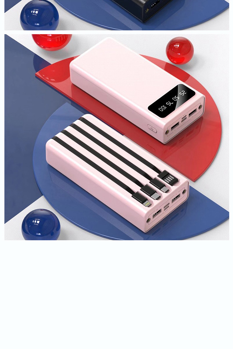 Comes with Four-Wire Power Bank Portable Large Capacity 30000 MA Mobile Power with LED Light Power Bank Comes with Four-Wire Power Bank Portable Large Capacity 30000 MA Mobile Power with LED Light Power Bank