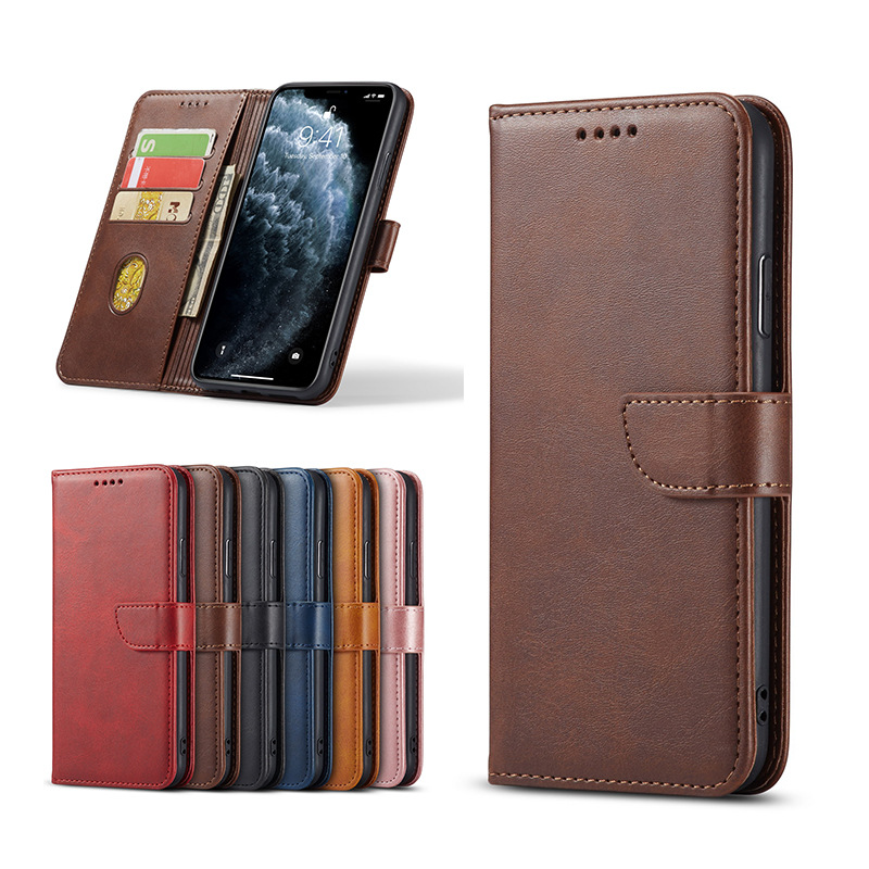 For Apple 11XR Mobile Phone Shell iPhone 12 Leather Cover Samsung Note 20 Flip Protective Case Huawei P40