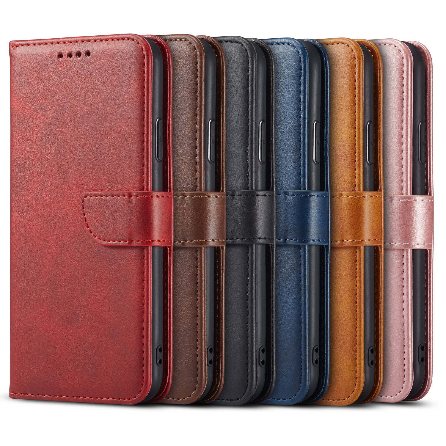 For Apple 11XR Mobile Phone Shell iPhone 12 Leather Cover Samsung Note 20 Flip Protective Case Huawei P40