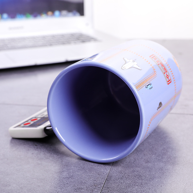 Blue Cup Game Controller Ceramic Cup Square Game Controller Mark son creative game Modeling bone porcelain Cup
