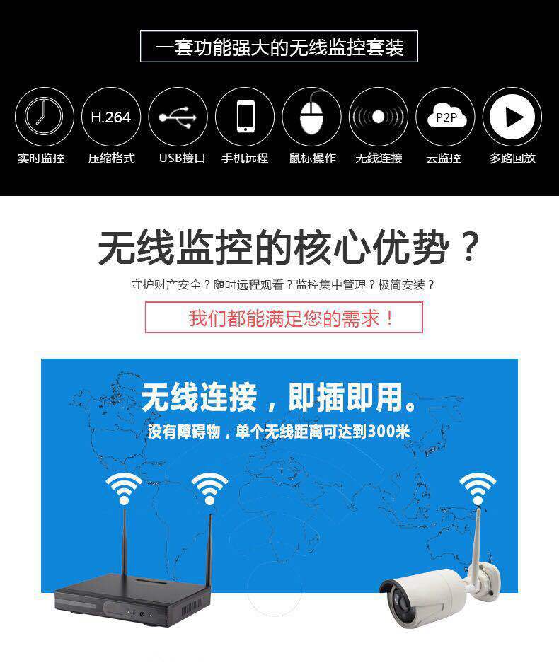 4-Way HD Wireless Monitoring Equipment Set Indoor Outdoor Waterproof Bullet Camera Smart Wifi1080p Factory Spot 4-Way HD Wireless Monitoring Equipment Set Indoor Outdoor Waterproof Bullet Camera Smart Wifi1080p Factory Spot
