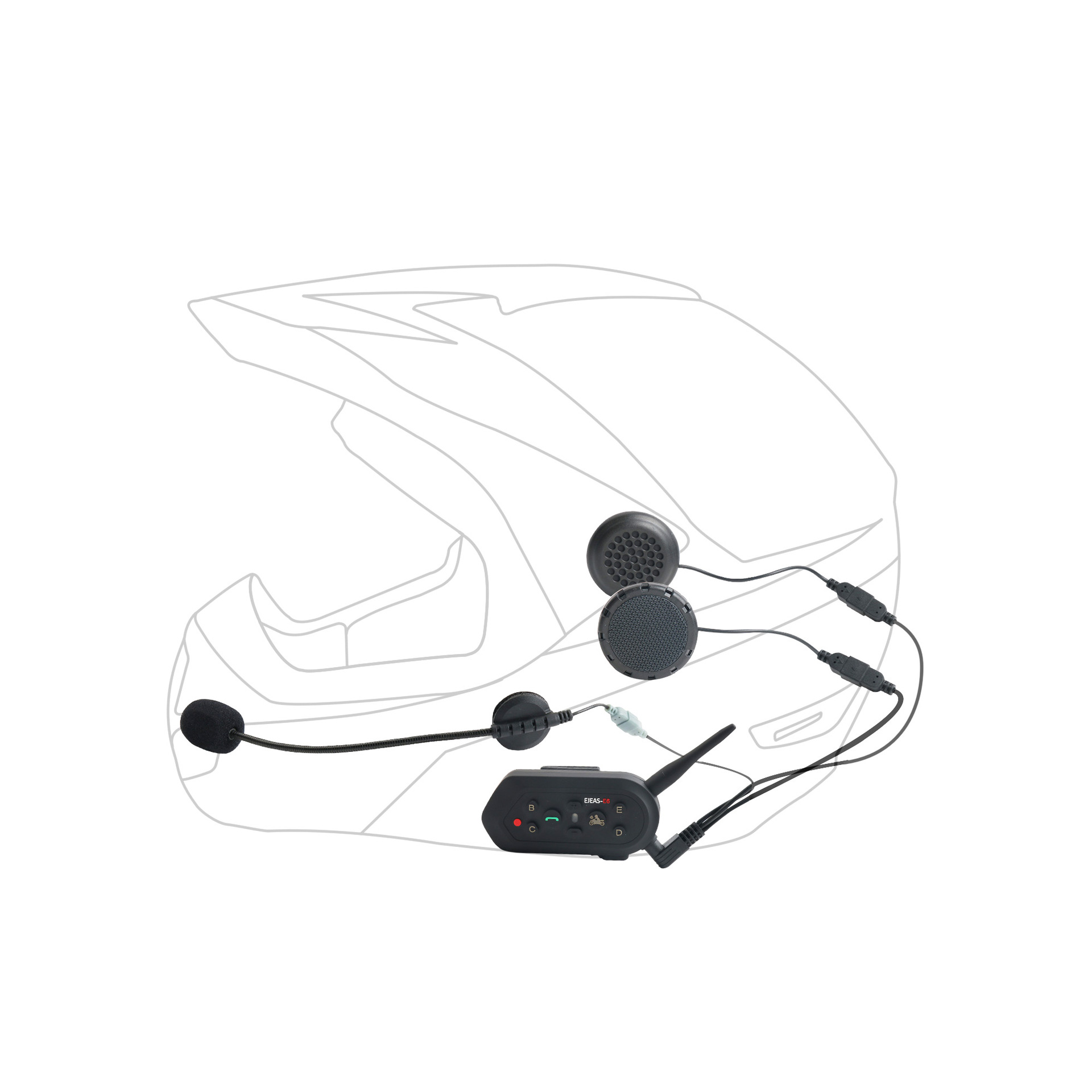 1200 M Helmet Bluetooth Interphone Walkie-Talkie Full Duplex Bluetooth Walkie-Talkie E6