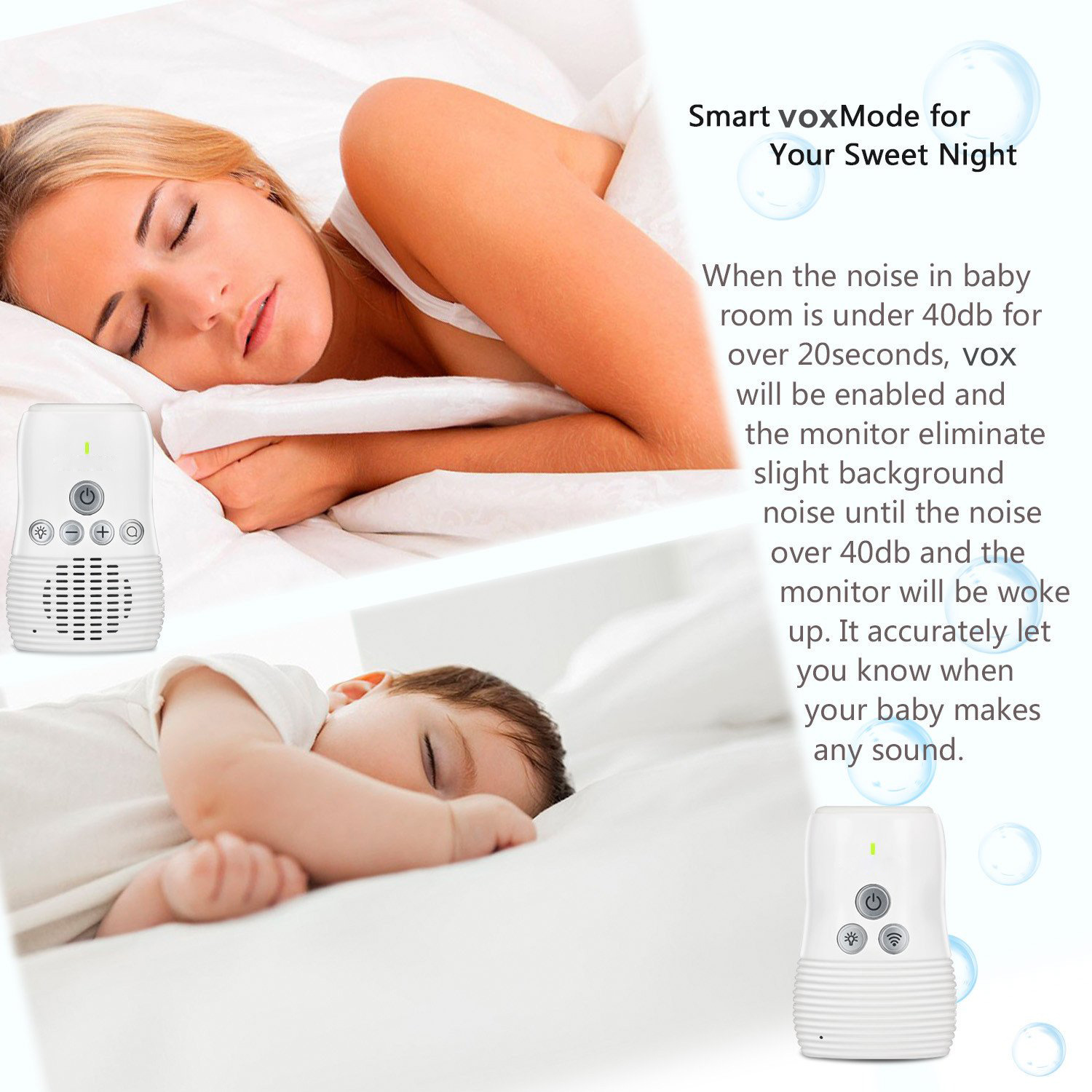 Cross-Border Hot Selling Baby Monitor Monitor Interphone Two-Way Intercom Small Night Lamp Smart Power Saving