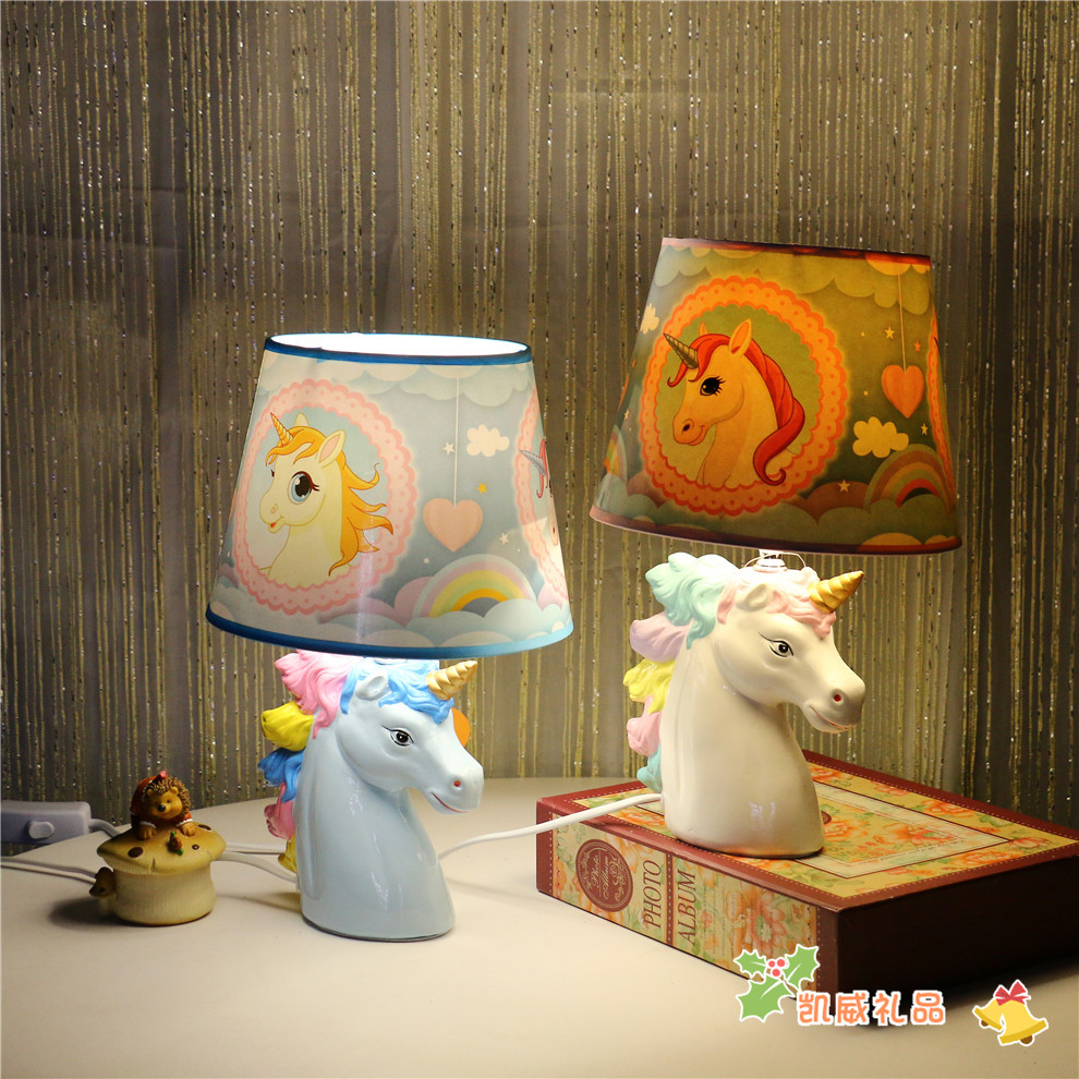 American Children&#039;s Room Decoration Table Lamp Cartoon Unicorn Bedroom Table Lamp Cute Cartoon Bedside Lamp
