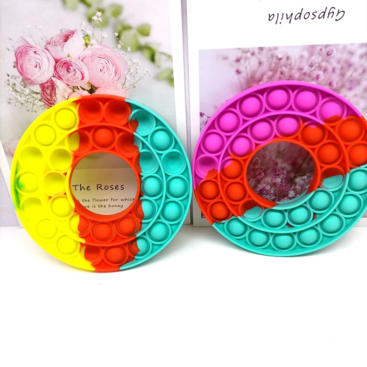 Decompression Toy Mouse Killer Pioneer Desktop Educational Toy Donut Rainbow Silicone Toy Push Bubble Press