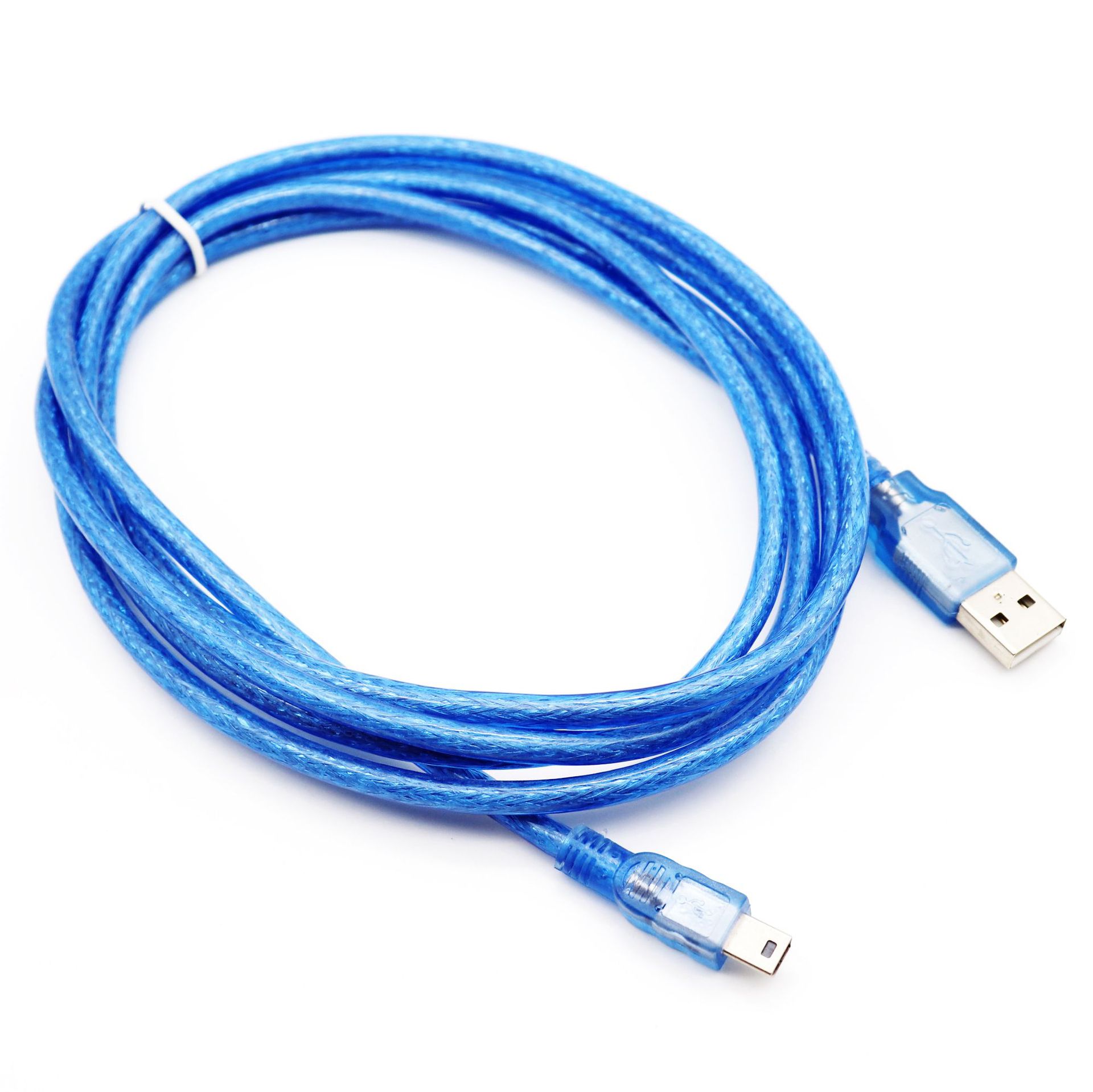 USB Transparent Data Cable Pure Copper Strips Shielded Mini5p USB Data Cable T-Shaped Plug Data Charging Cable