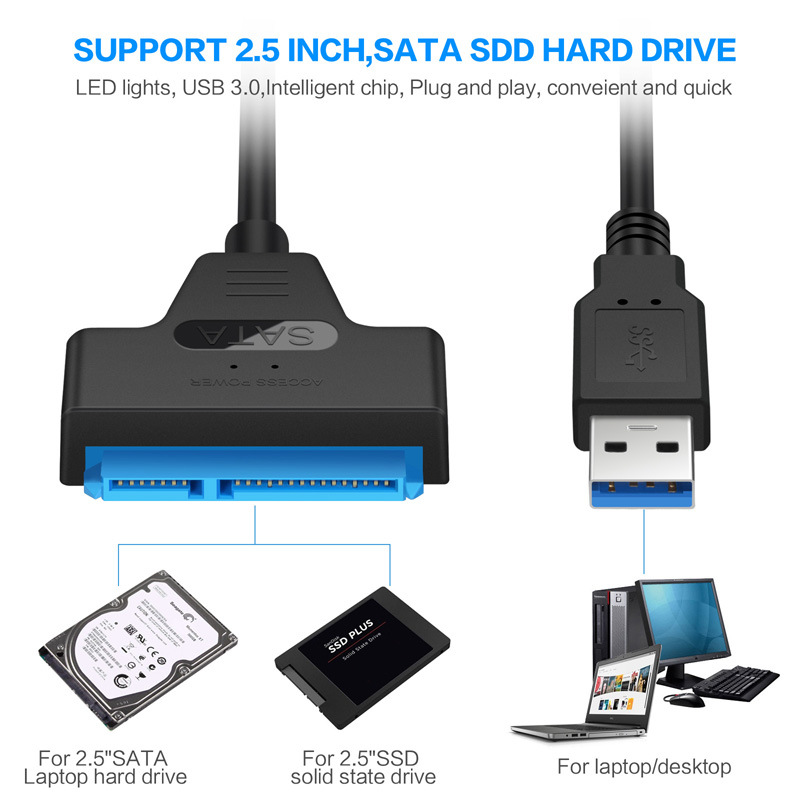 Cross-Border Exclusive USB3.0 USB to IED Sata to USB Adapter Cable 2.5-Inch SSD Hard Disk Cable Cross-Border Exclusive USB3.0 USB to IED Sata to USB Adapter Cable 2.5-Inch SSD Hard Disk Cable