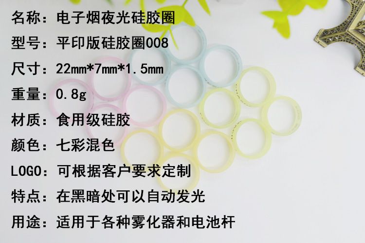 Electronic Cigarette Silicone Non-Slip Band Decorative Ring Vape Band with Luminous Silicone Ring Forced Grid Ring