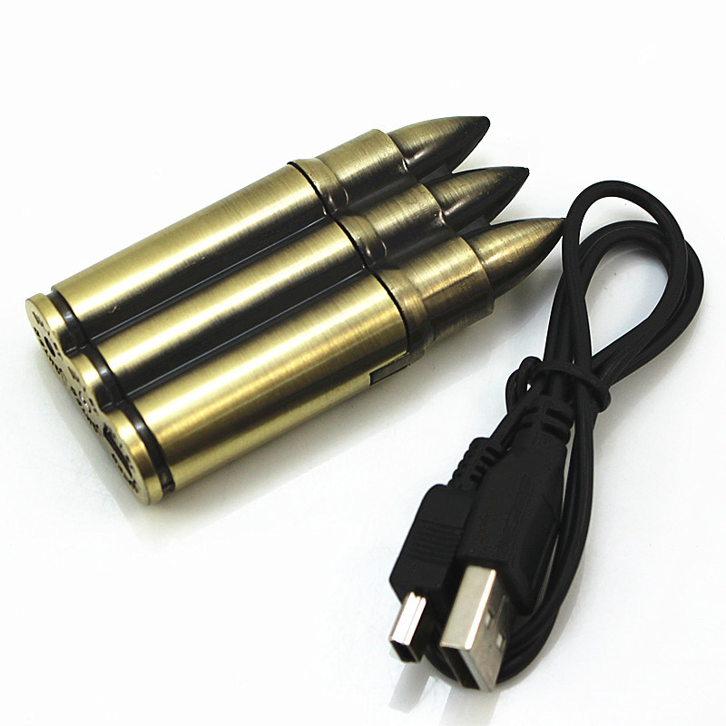 Three bullets Yiwu creative USB rechargeable electronic cigarette wholesale smoking accessories lighters