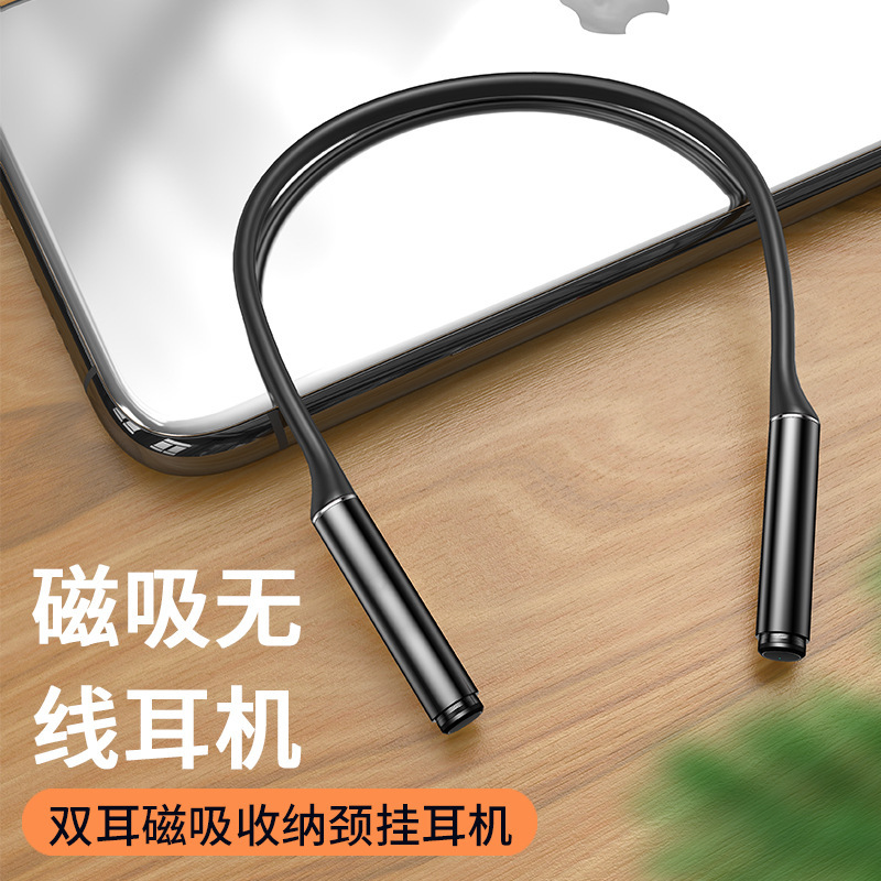 CrossBorder New NeckMounted Bluetooth Headset 50 Magnetic Sucker Sports Earphone Dual Handle Call NeckMounted Headset