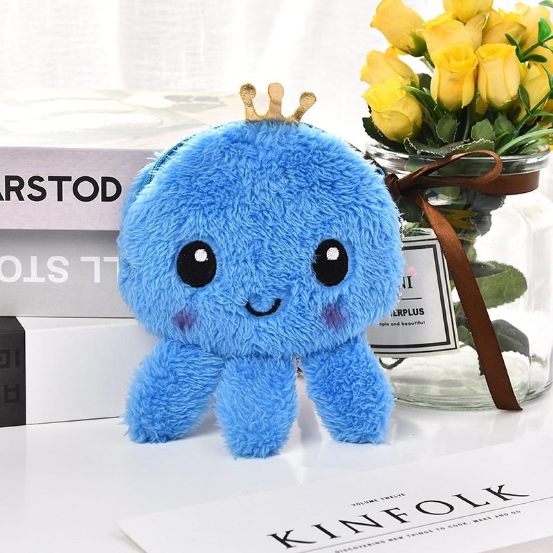 Cute Plush Bag Cartoon Octopus Coin Purse Key Case Storage Bag Earphone Cable Package Reversible Octopus Bag
