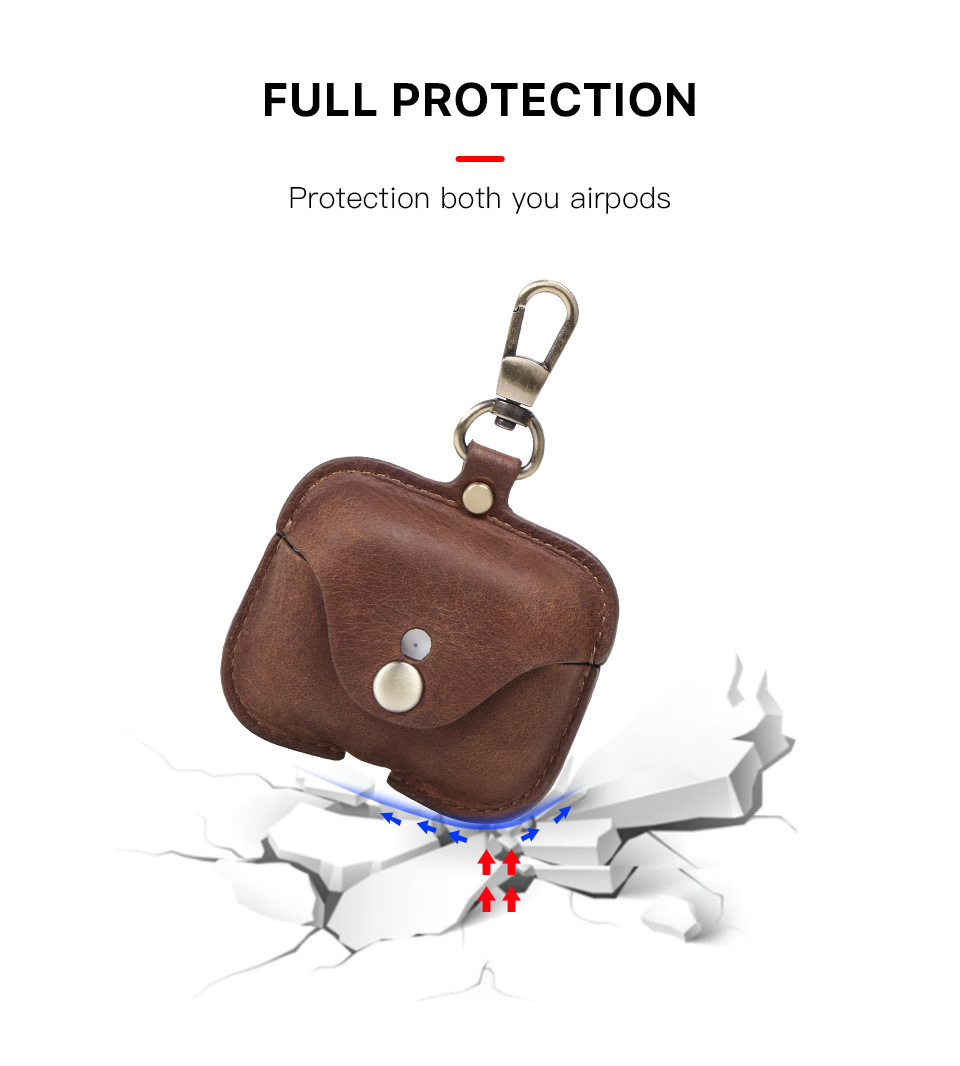 Protective Case Italian Crazy Horse Leather for Apple Airpods3 Bluetooth Wireless Earphone Sleeves