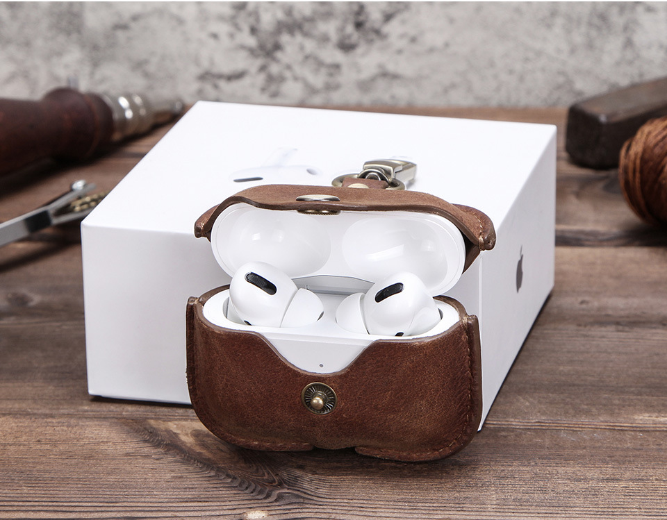 Protective Case Italian Crazy Horse Leather for Apple Airpods3 Bluetooth Wireless Earphone Sleeves