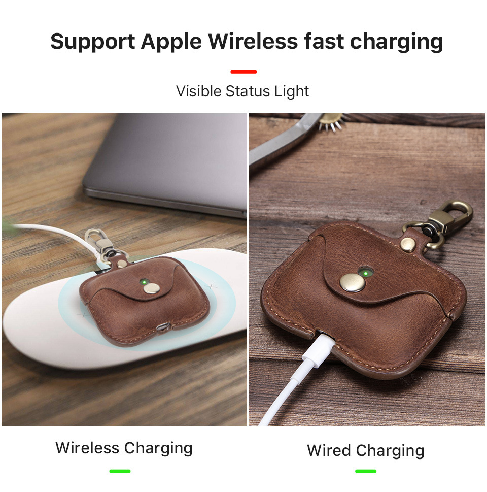 Protective Case Italian Crazy Horse Leather for Apple Airpods3 Bluetooth Wireless Earphone Sleeves