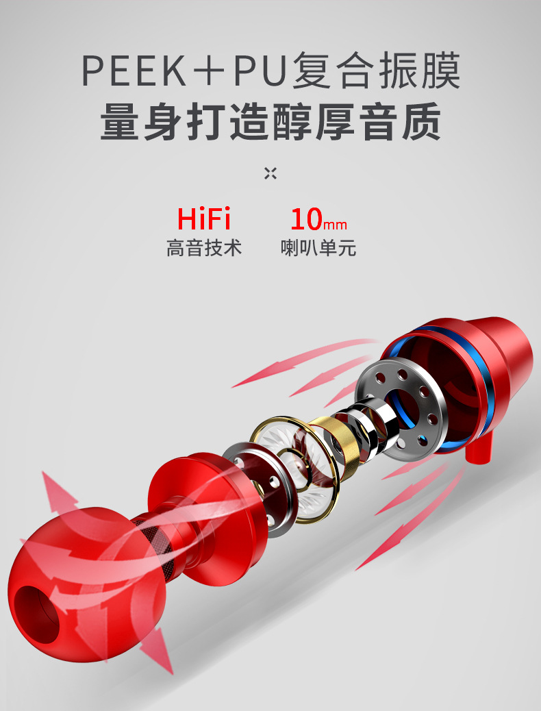 Selling Explosion Metal inEar Earphone Heavy Bass Magic Sound Mobile Phone Computer Universal Earphone in Stock Whole