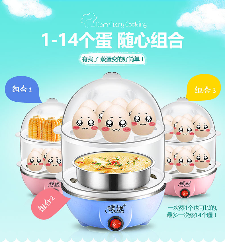 MultiFunction Egg Cooker Mini Egg Steamer Automatic Poweroff Household Stainless Steel Small Egg Pot Breakfast Machine