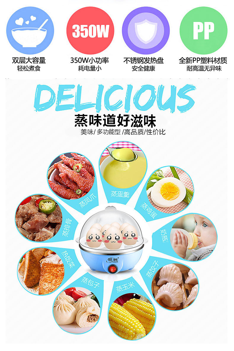 MultiFunction Egg Cooker Mini Egg Steamer Automatic Poweroff Household Stainless Steel Small Egg Pot Breakfast Machine