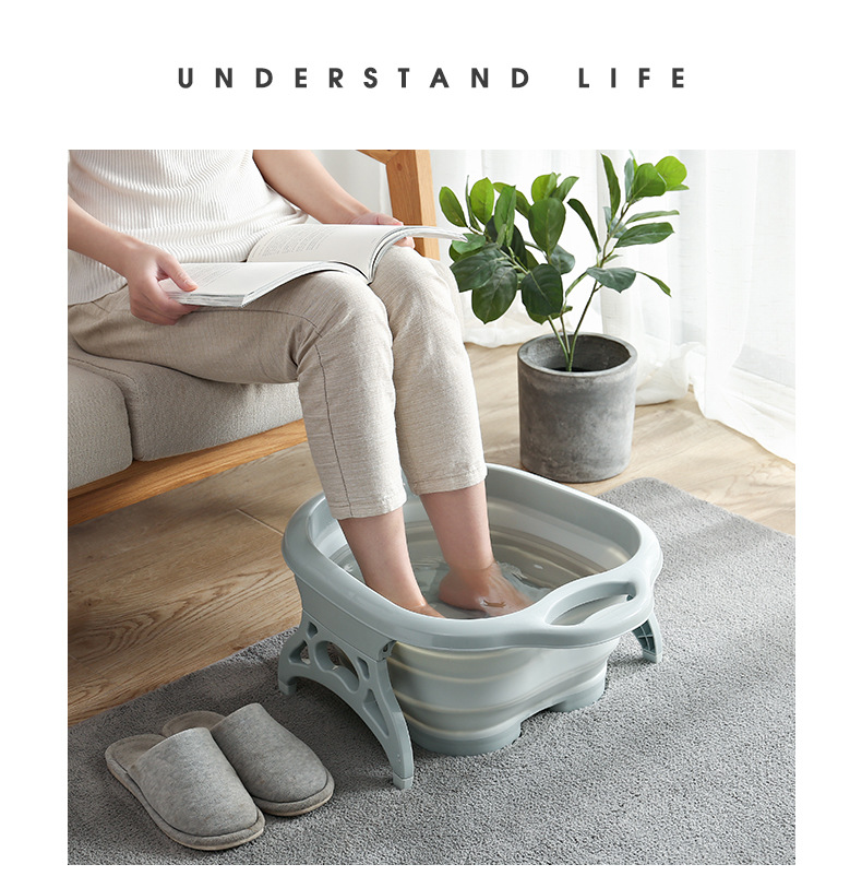 Multifunctional Household Folding Foot Bath Barrel Portable Roller Massage Foot Tub Plastic Adult Feet-Washing Basin