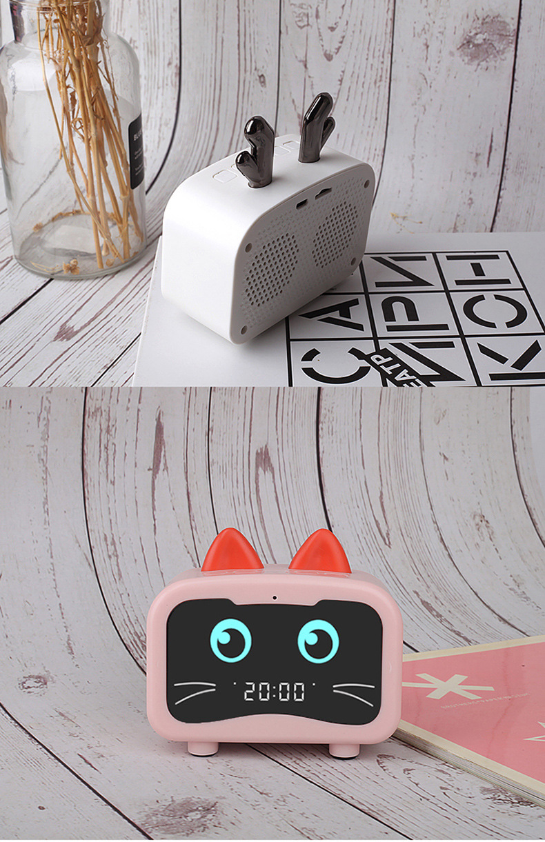 M1 Elf Alarm Clock Bluetooth Audio with Radio Card Cartoon Cute Pet Led Mirror Alarm Clock Bluetooth Audio