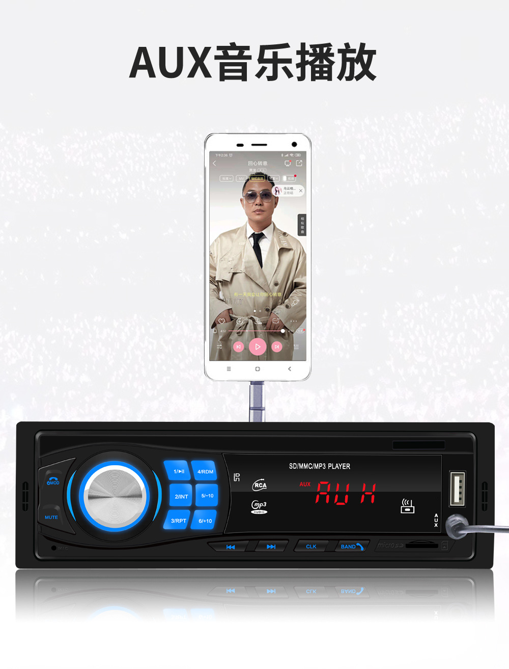 Car MP3 Bluetooth Calling Car MP3 Player U Disk Card Inserting Machine Radio Center Console Modification 8013