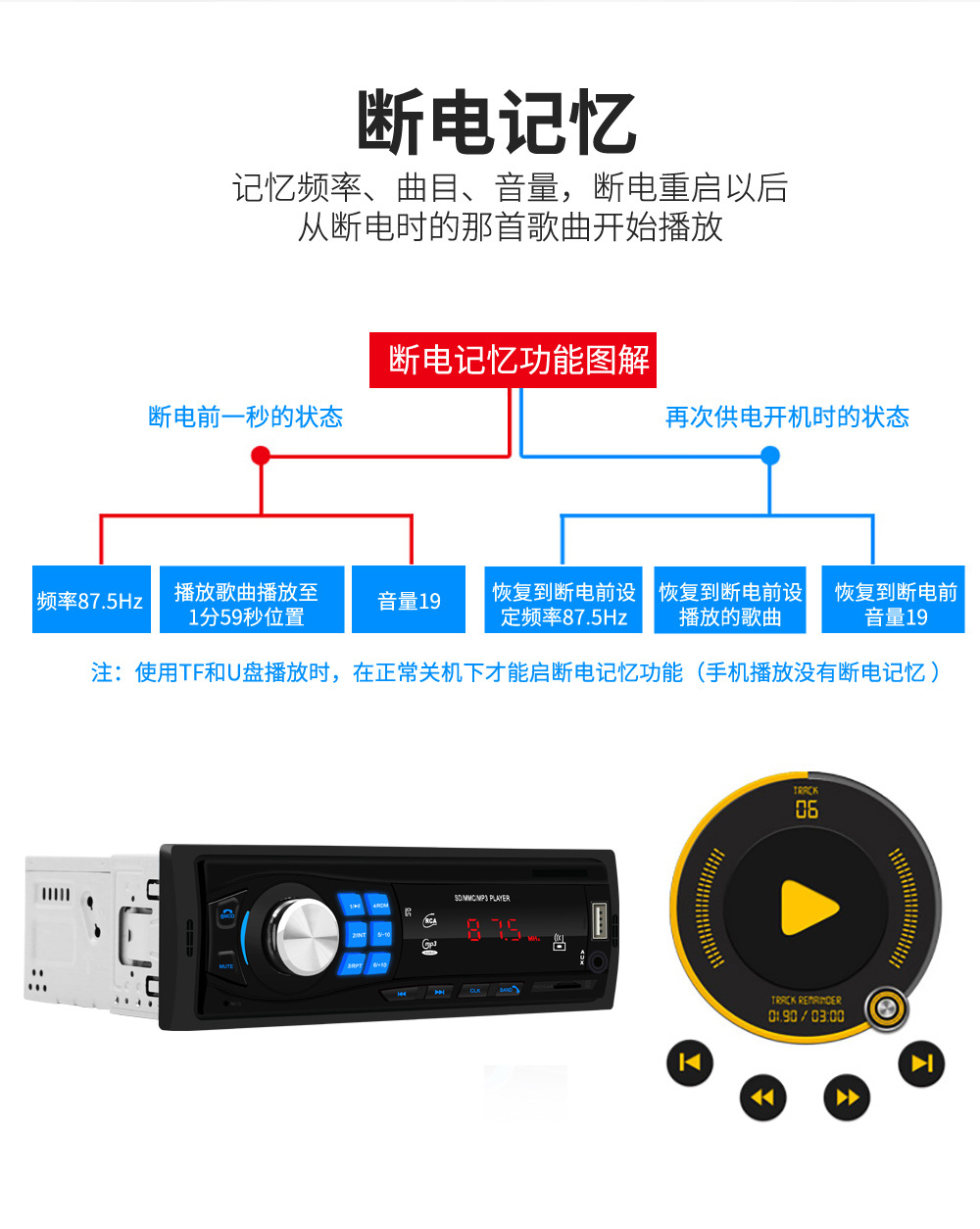 Car MP3 Bluetooth Calling Car MP3 Player U Disk Card Inserting Machine Radio Center Console Modification 8013