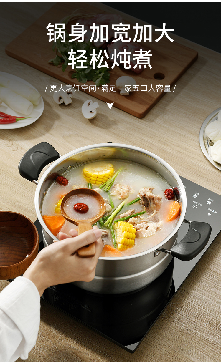 Household Small Double-Layer Stainless Steel Steamer for Steamed Buns Dormitory Induction Cooker for Gas Range Steamer