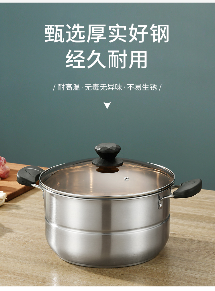Household Small Double-Layer Stainless Steel Steamer for Steamed Buns Dormitory Induction Cooker for Gas Range Steamer