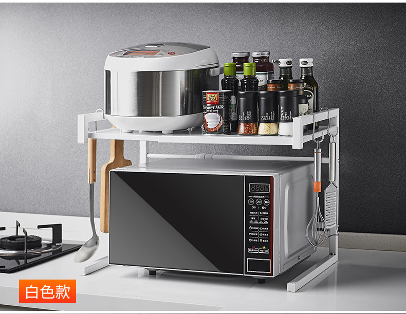 Telescopic kitchen shelf microwave oven shelf 2 floor multifunctional electric rice cooker oven storage supplies storage