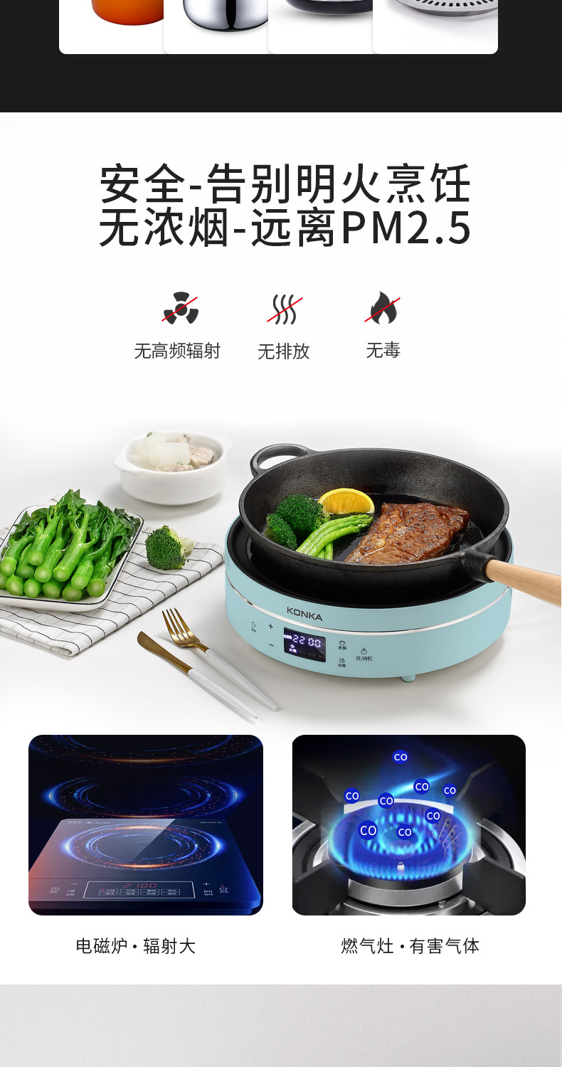 Cooker 2200W Power ExplosionProof and HighTemperature Resistant Electric Fire Stove Efficient Safety Touch Button