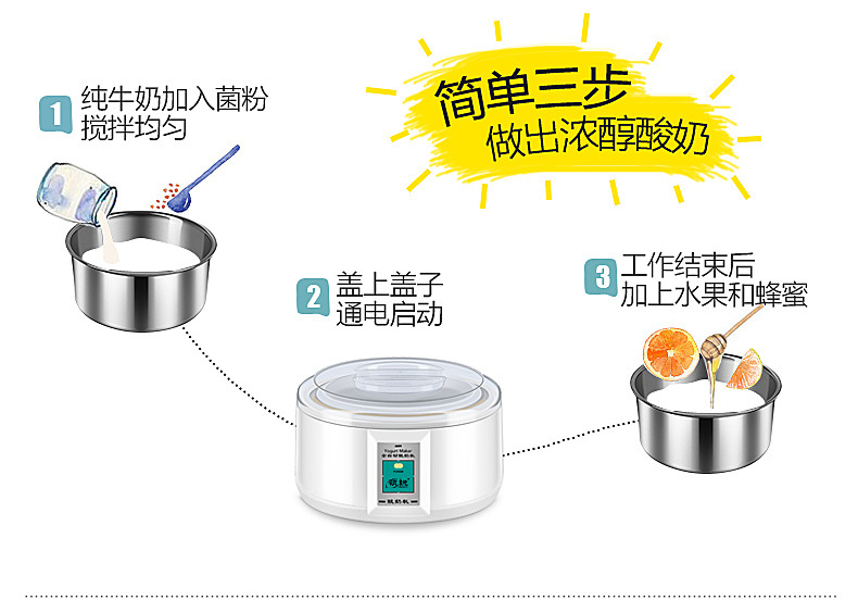 Large Capacity 1.5L Stainless Steel Yogurt Machine Household Cup-Dividing Rice Wine Natto Fermenter Automatic Large Capacity 1.5L Stainless Steel Yogurt Machine Household Cup-Dividing Rice Wine Natto Fermenter Automatic