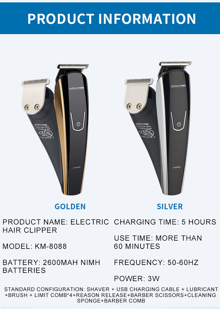 Komex multifunction 6 in 1 grooming kit IPX6 hair trimmer USB rechargeable electric hair clipper Komex multifunction 6 in 1 grooming kit IPX6 hair trimmer USB rechargeable electric hair clipper