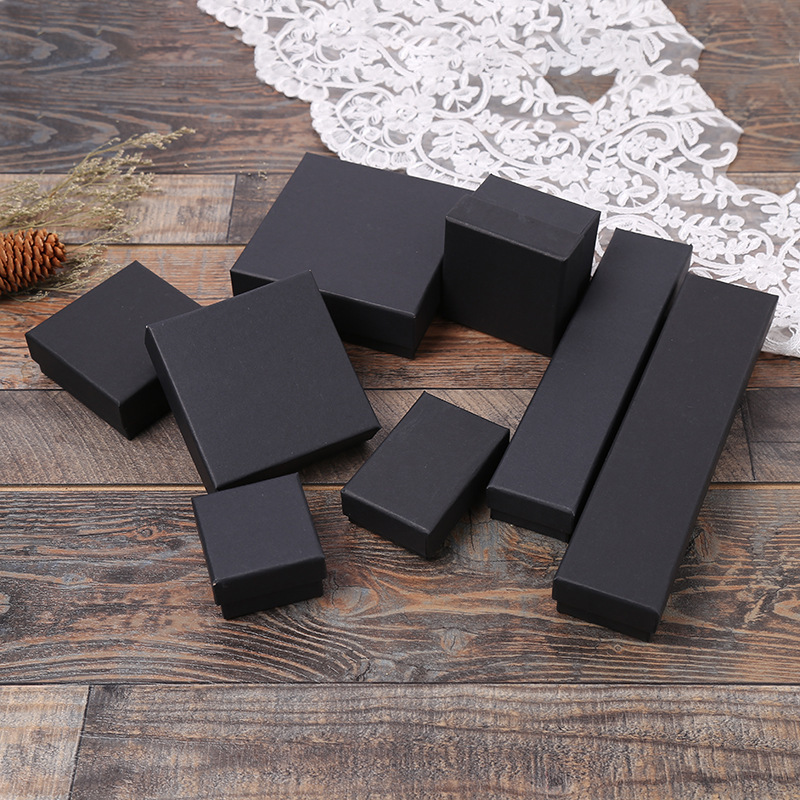 Popular Black Kraft Paper Gift Box Multi-Functional Necklace Jewelry Box Factory Ring Box Necklace Watch Box Wholesale