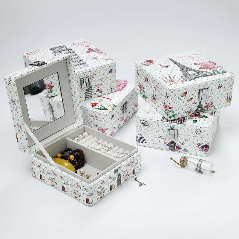 Jewelry box portable princess European Jewelry box bracelet box makeup x Jewelry box simple small studs ring box