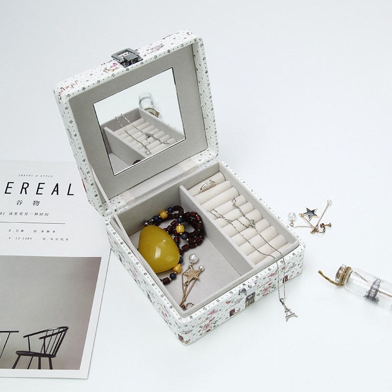 Jewelry box portable princess European Jewelry box bracelet box makeup x Jewelry box simple small studs ring box