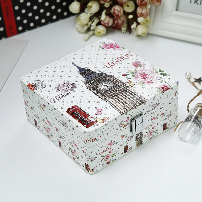 Jewelry box portable princess European Jewelry box bracelet box makeup x Jewelry box simple small studs ring box