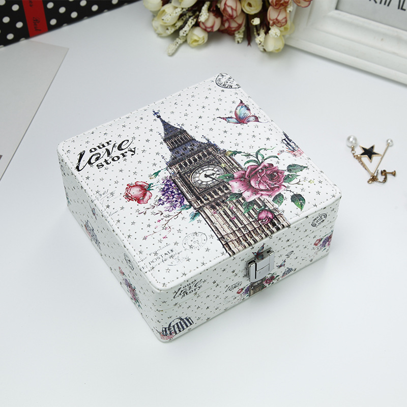 Jewelry box portable princess European Jewelry box bracelet box makeup x Jewelry box simple small studs ring box