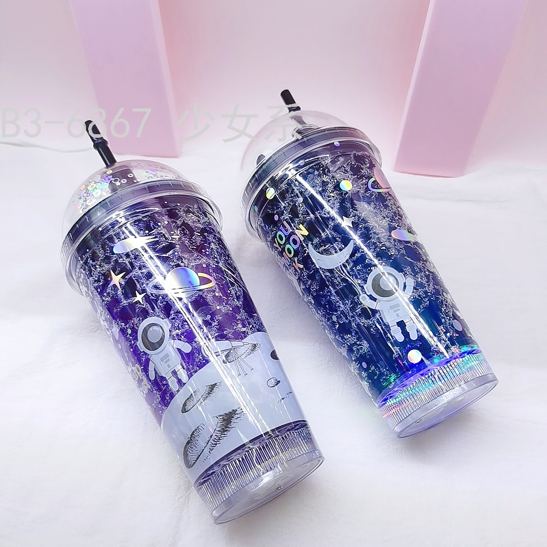 Water Cup Spaceman Bottom with Light Original Design Space Ice Cup Luminous Luminous Cup Spot Stock
