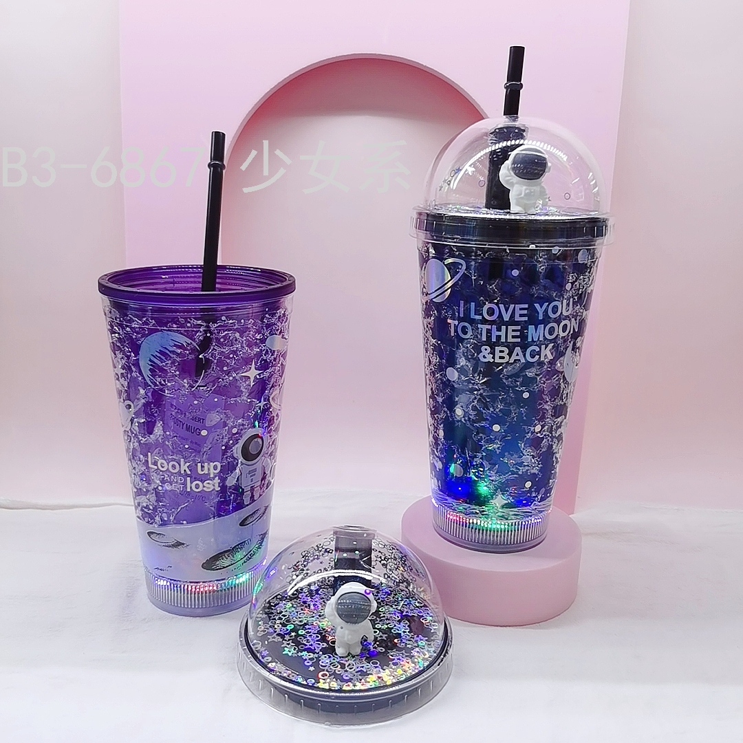Water Cup Spaceman Bottom with Light Original Design Space Ice Cup Luminous Luminous Cup Spot Stock