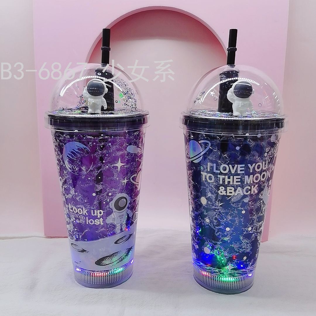 Water Cup Spaceman Bottom with Light Original Design Space Ice Cup Luminous Luminous Cup Spot Stock