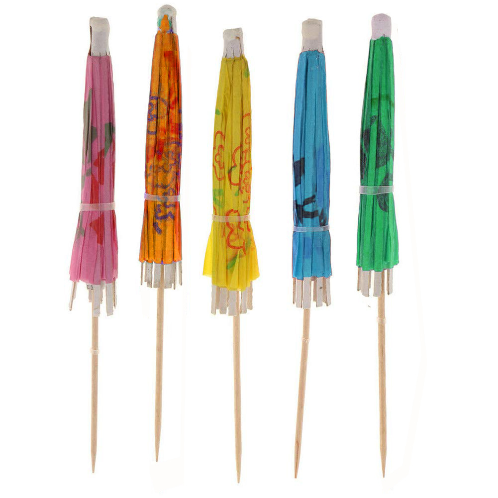 Exquisite Fireworks Toothpick Colored Umbrella Cocktail Straw Set 200 Flamingo Stirring Sticks Fruit Toothpick