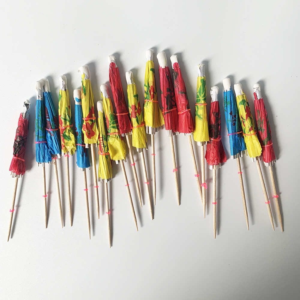 Exquisite Fireworks Toothpick Colored Umbrella Cocktail Straw Set 200 Flamingo Stirring Sticks Fruit Toothpick