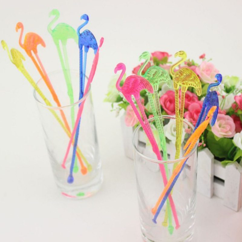 Colored Umbrella Sticks Exquisite Fireworks Toothpick Cocktail Flamingo Stirring Rod Fruit Toothpick Set in Stock
