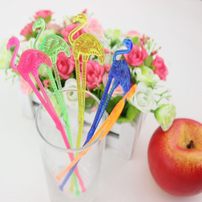 Colored Umbrella Sticks Exquisite Fireworks Toothpick Cocktail Flamingo Stirring Rod Fruit Toothpick Set in Stock