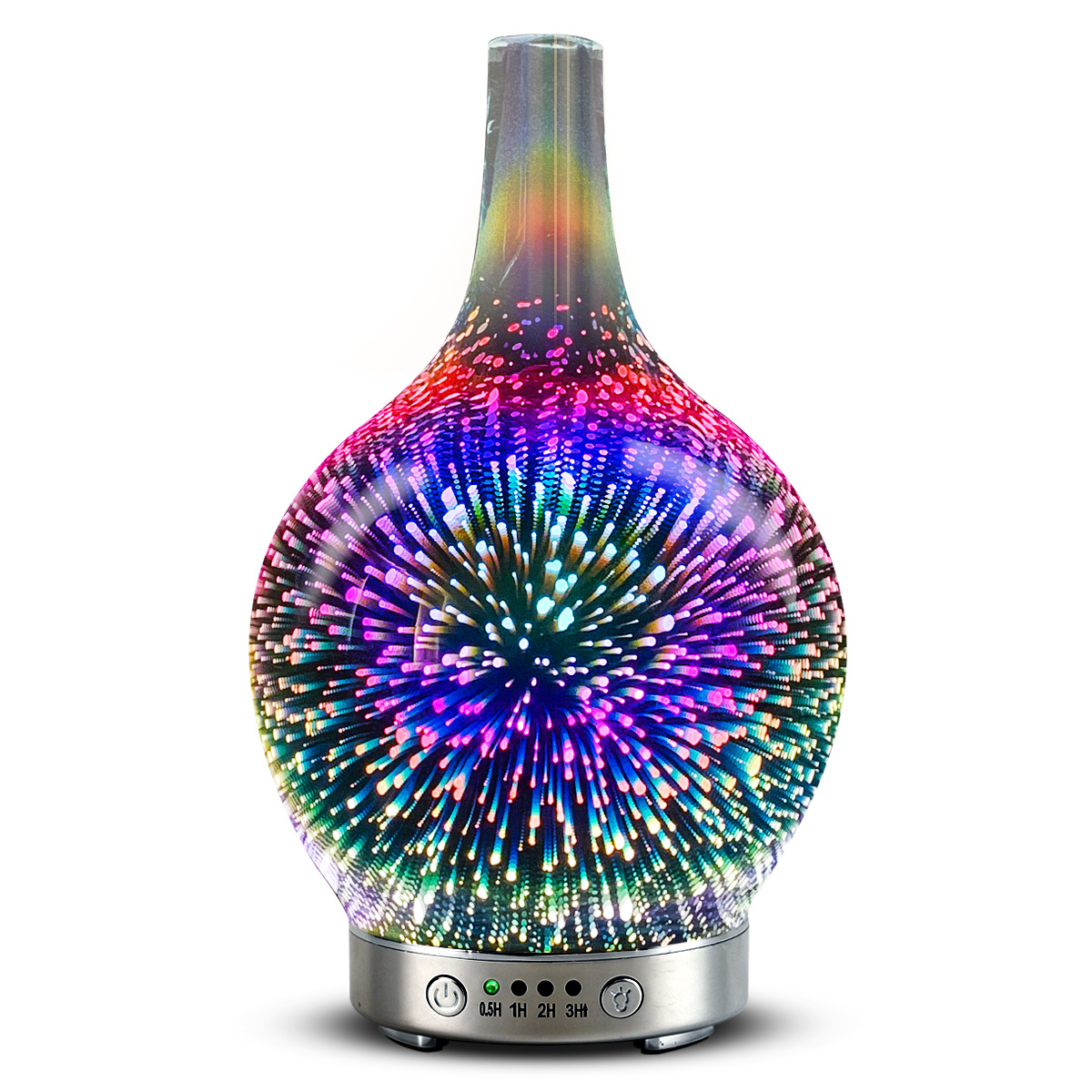 Factory Currently Available 3D Fireworks Glass Aromatherapy Machine Ultrasonic Humidifier 7 Color LED Night Light